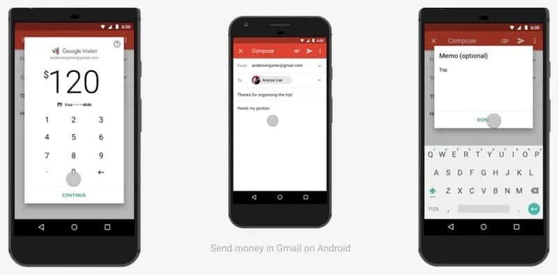 send and receive money through Gmail for Android