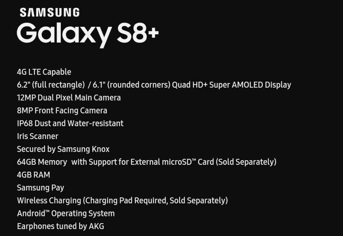 Samsung Galaxy S8+ Leaked specs